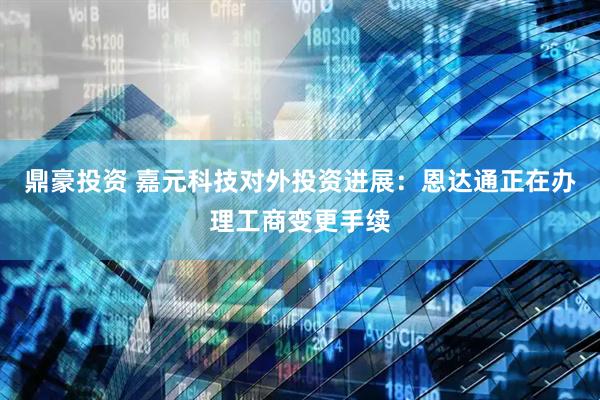 鼎豪投资 嘉元科技对外投资进展：恩达通正在办理工商变更手续