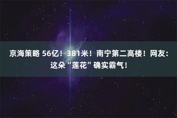 京海策略 56亿！381米！南宁第二高楼！网友：这朵“莲花”确实霸气！